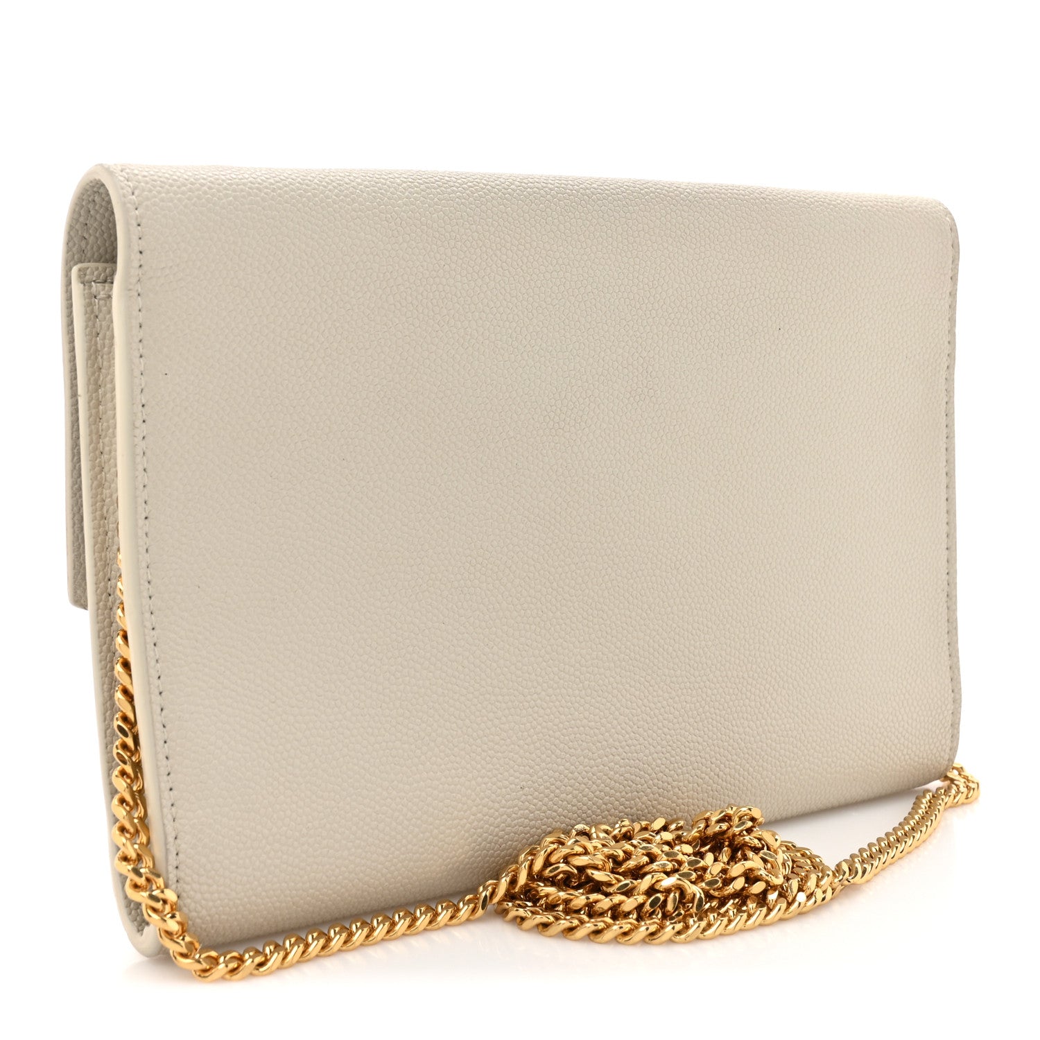 Saint Laurent Grain De Poudre Monogram Uptown Chain Wallet Crema Soft 3 of 17