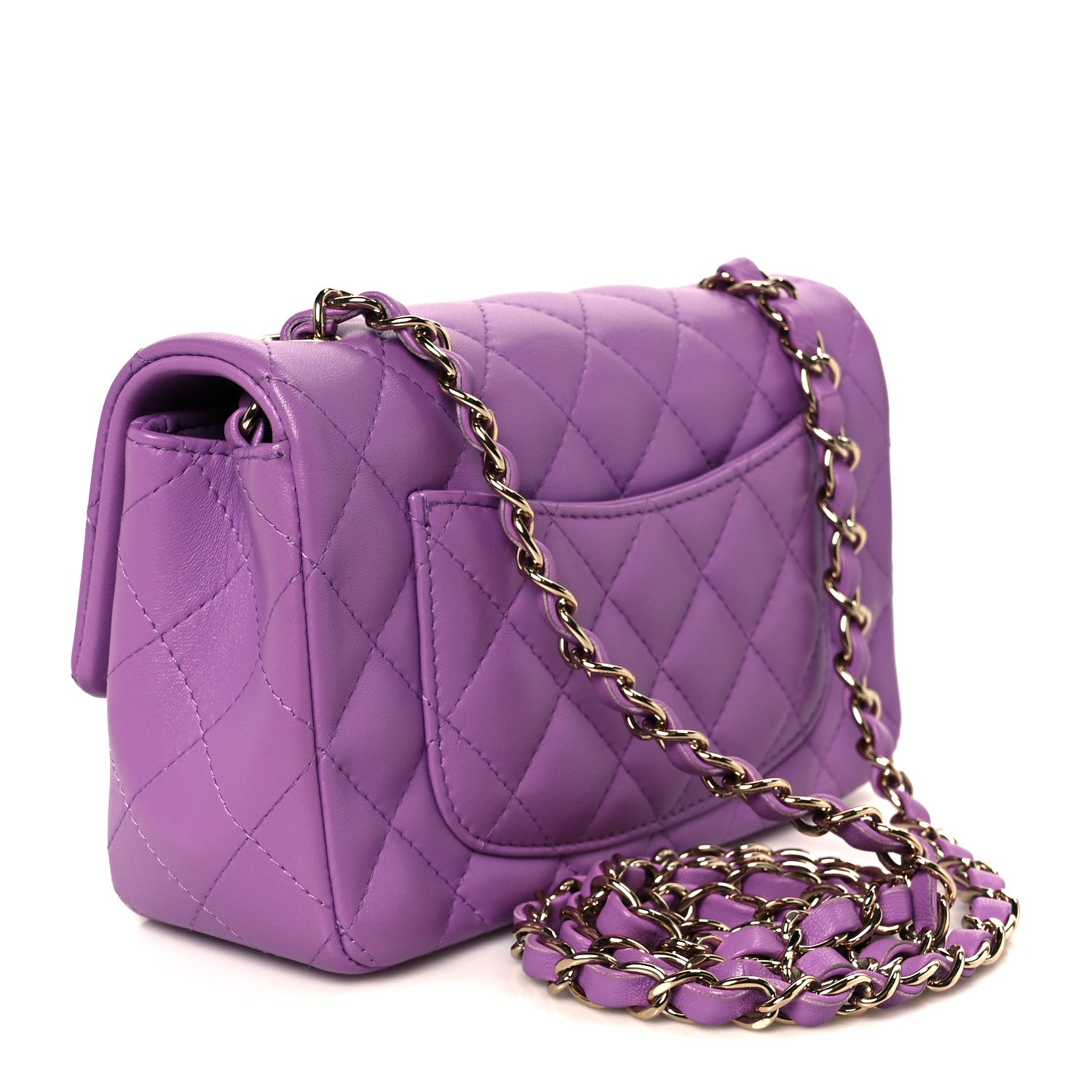 Chanel Lambskin Quilted Mini Rectangular Flap Purple 3 of 12