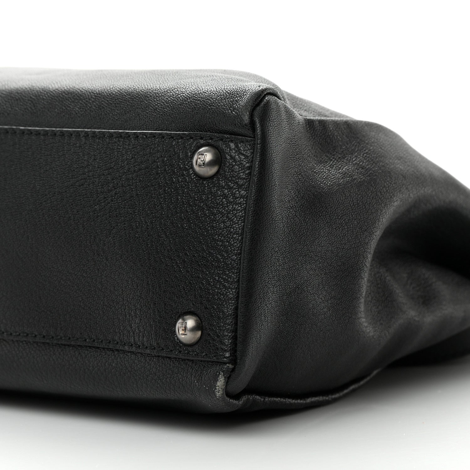 Fendi Goatskin Zucca Medium Peekaboo Iconic Satchel Black Tobacco 11 of 17