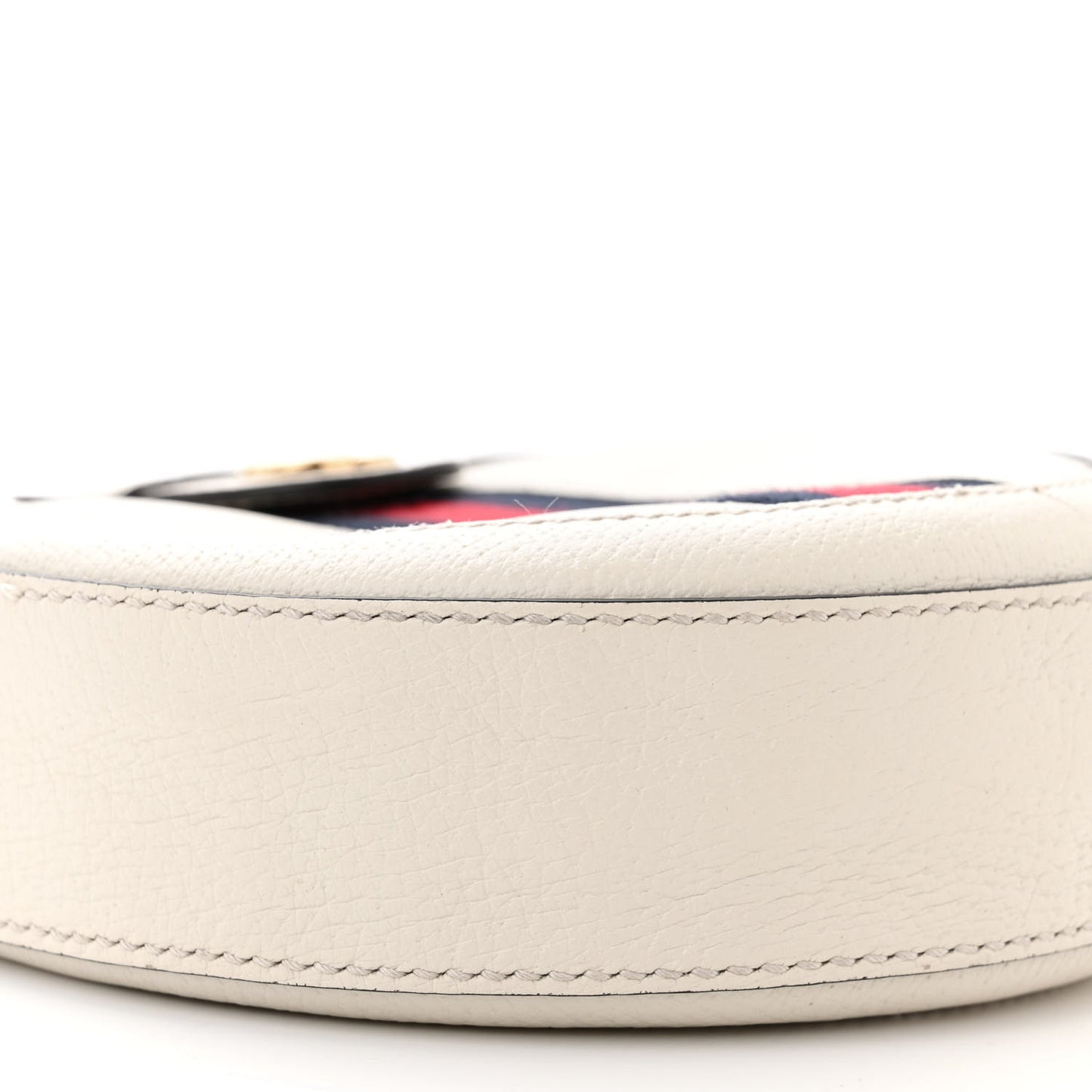 Textured Calfskin Web Mini Ophidia Round Shoulder Bag Mystic White