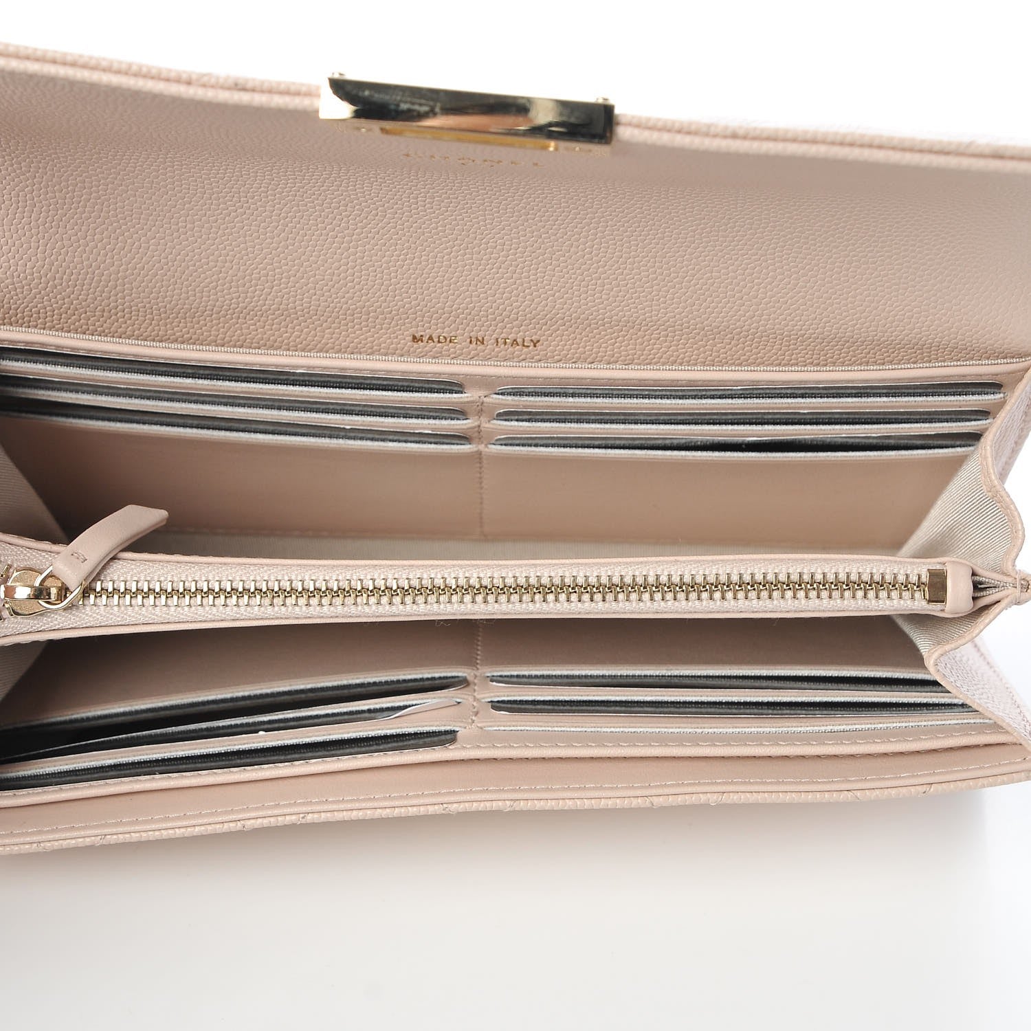 Chanel Caviar Quilted Large Golden Class Gusset Flap Wallet Light Beige 5 of 9