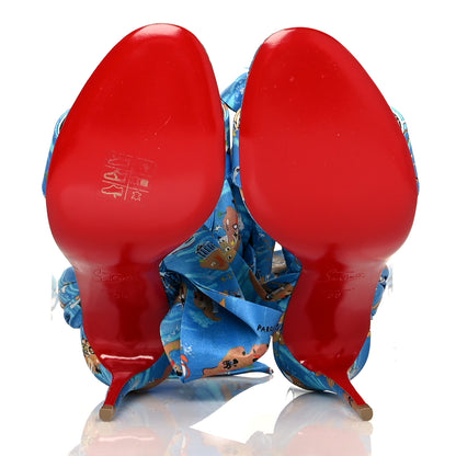 Christian Louboutin Crepe Satin Greekaba Du Desert 100 Sandal 38 Blue Multicolor 5 of 7