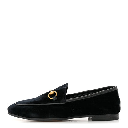 Gucci Velvet Horsebit Womens Jordaan Loafers 35.5 Black 1 of 10