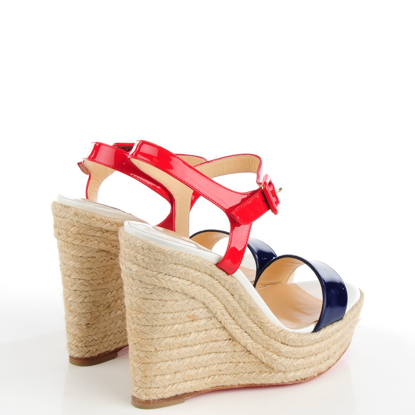 Patent Spachica 140 Wedge Sandals 38 Red White Navy