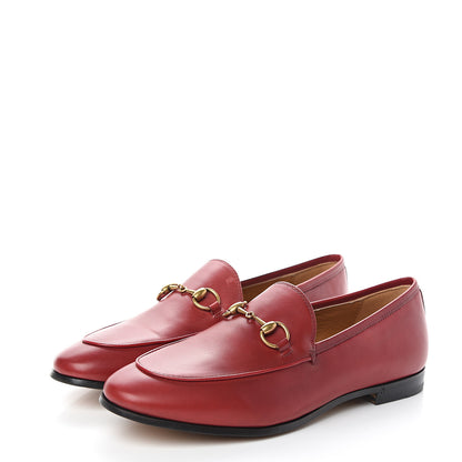 Gucci Calfskin Womens Jordaan Loafers 37.5 Hibiscus Red 3 of 10