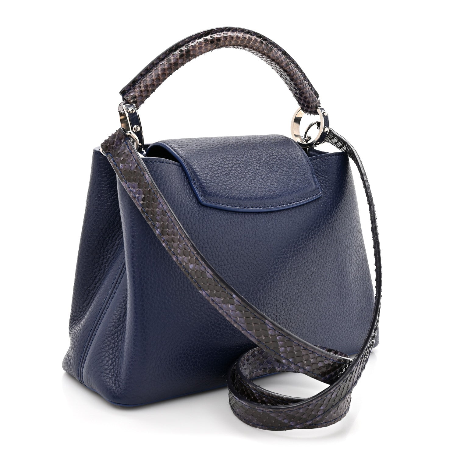 Louis Vuitton Taurillon Snakeskin Capucines BB Dark Blue 3 of 10
