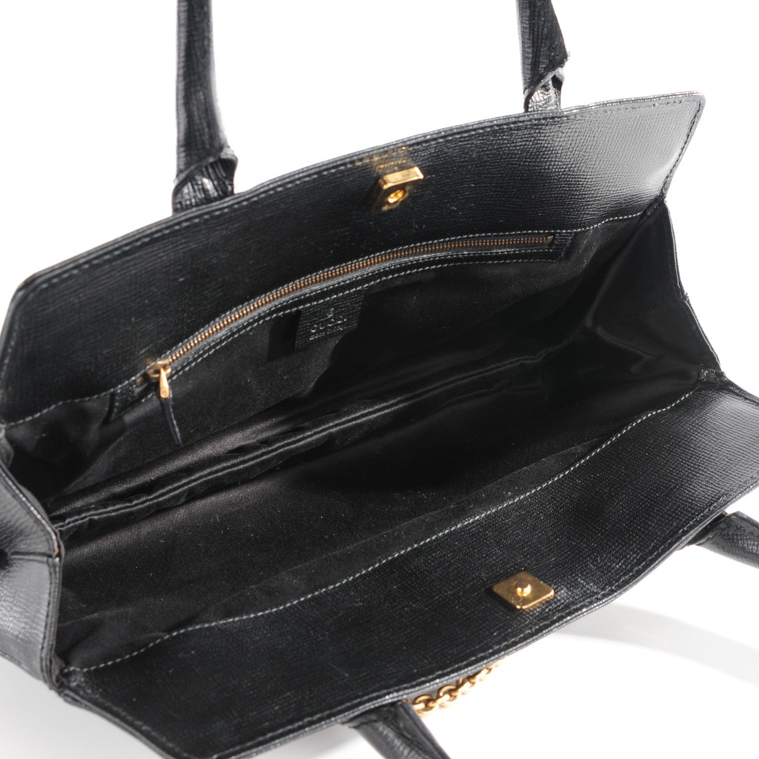 Gucci Textured Calfskin Horsebit Tote Black 5 of 7