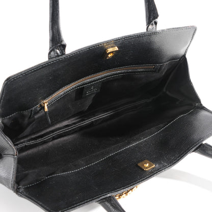 Gucci Textured Calfskin Horsebit Tote Black 5 of 7