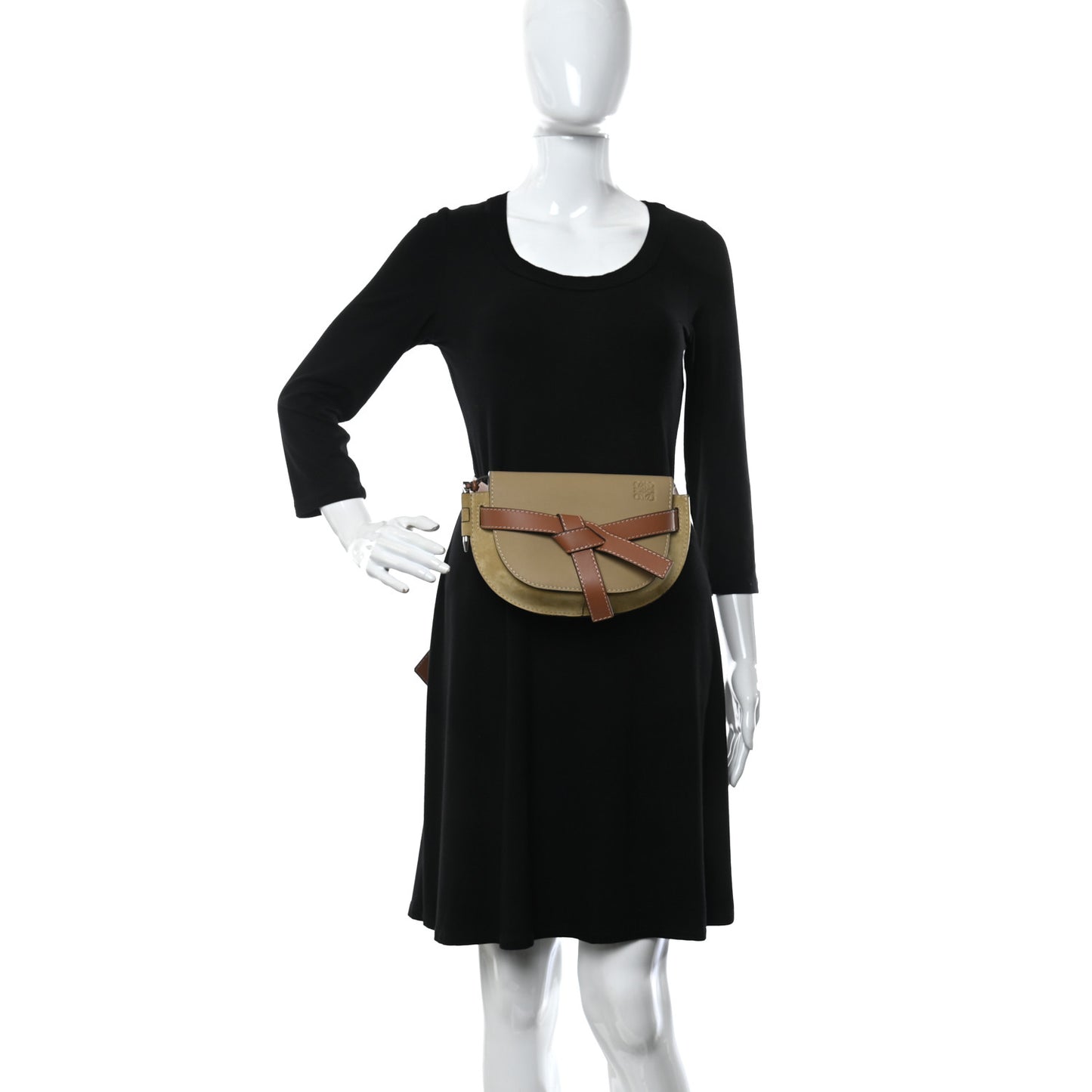 Calfskin Suede Mini Gate Belt Bag Gold Tan