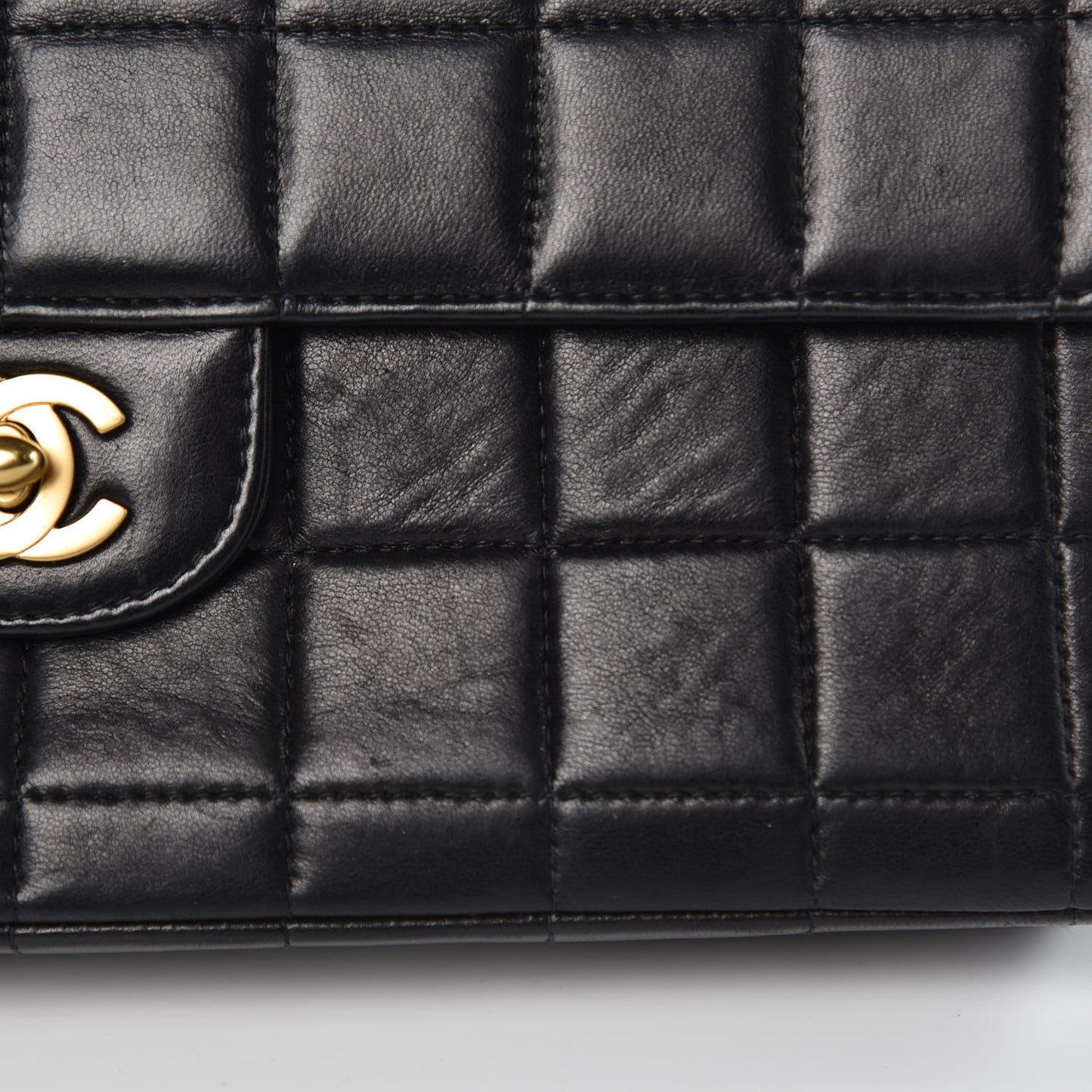 Lambskin East West Chocolate Bar Flap Black