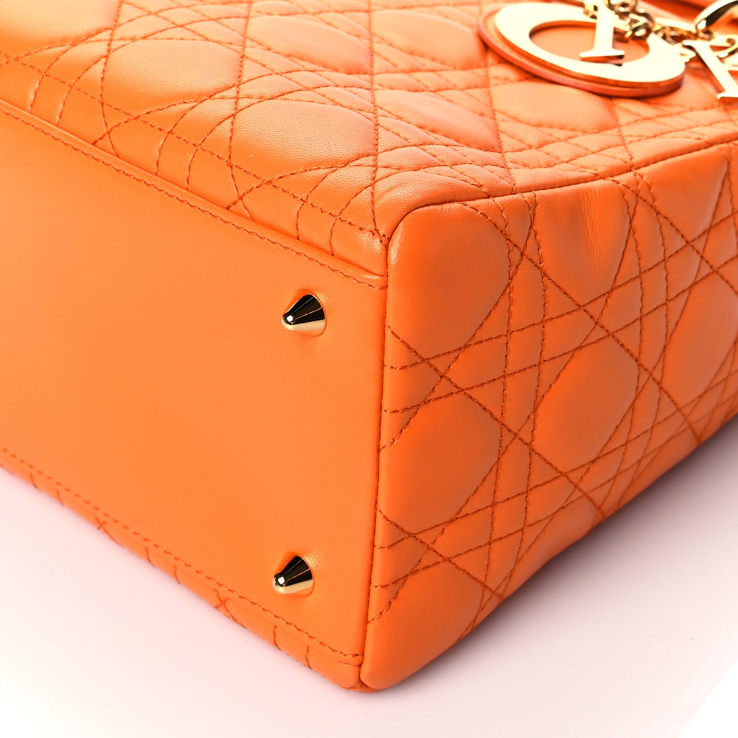 Lambskin Cannage Medium Lady Dior Orange