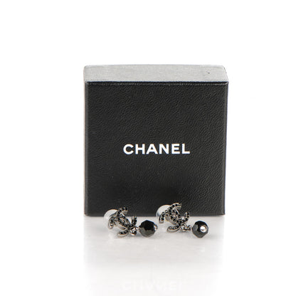 Chanel Crystal Bead CC Drop Earrings Black 8 of 8