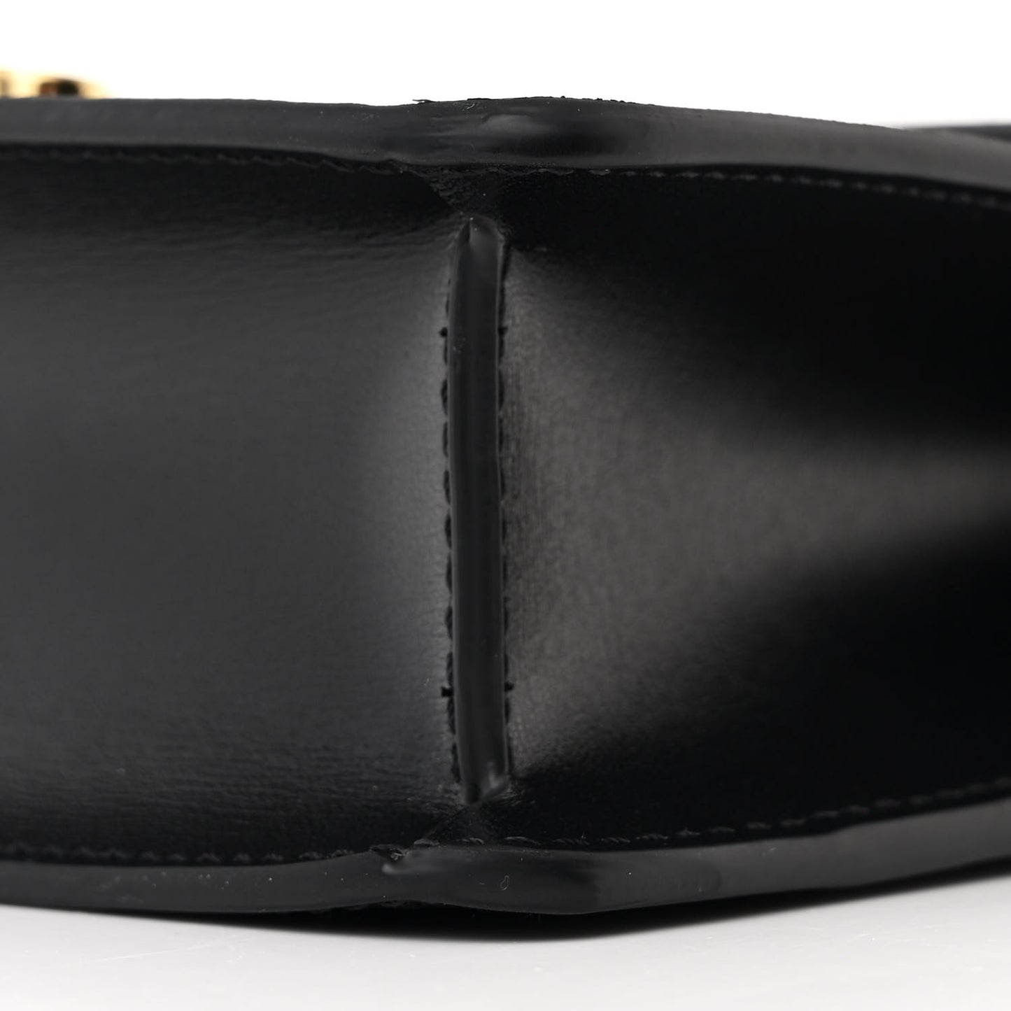 Shiny Calfskin Triomphe Margo Wallet on Chain Black
