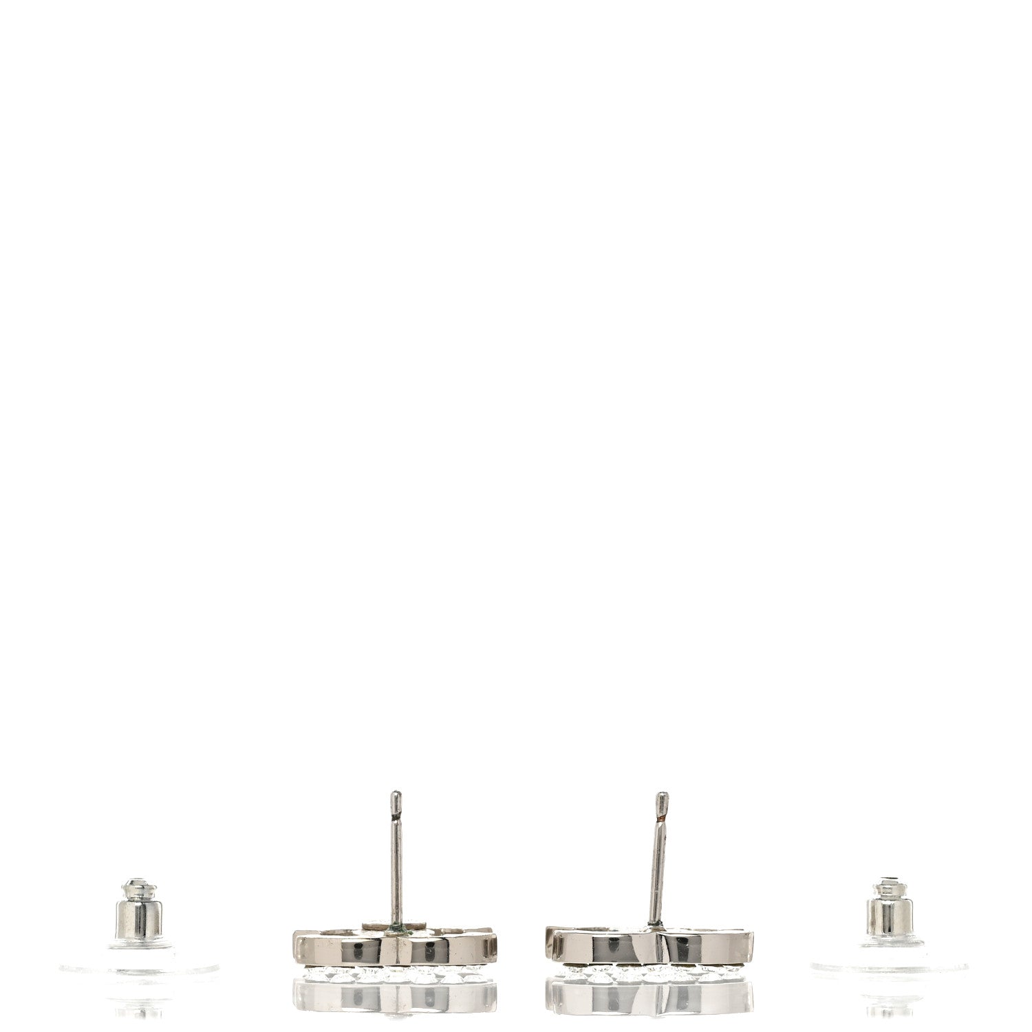 Chanel Crystal Mini Timeless CC Earrings Silver 3 of 4