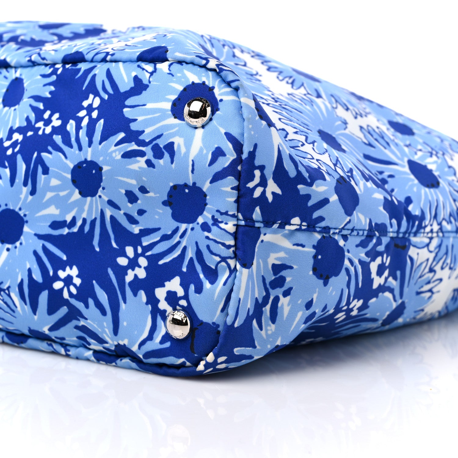 Prada Tessuto Nylon Saffiano Floral Print Tote Baltico Dis Primule 8 of 12