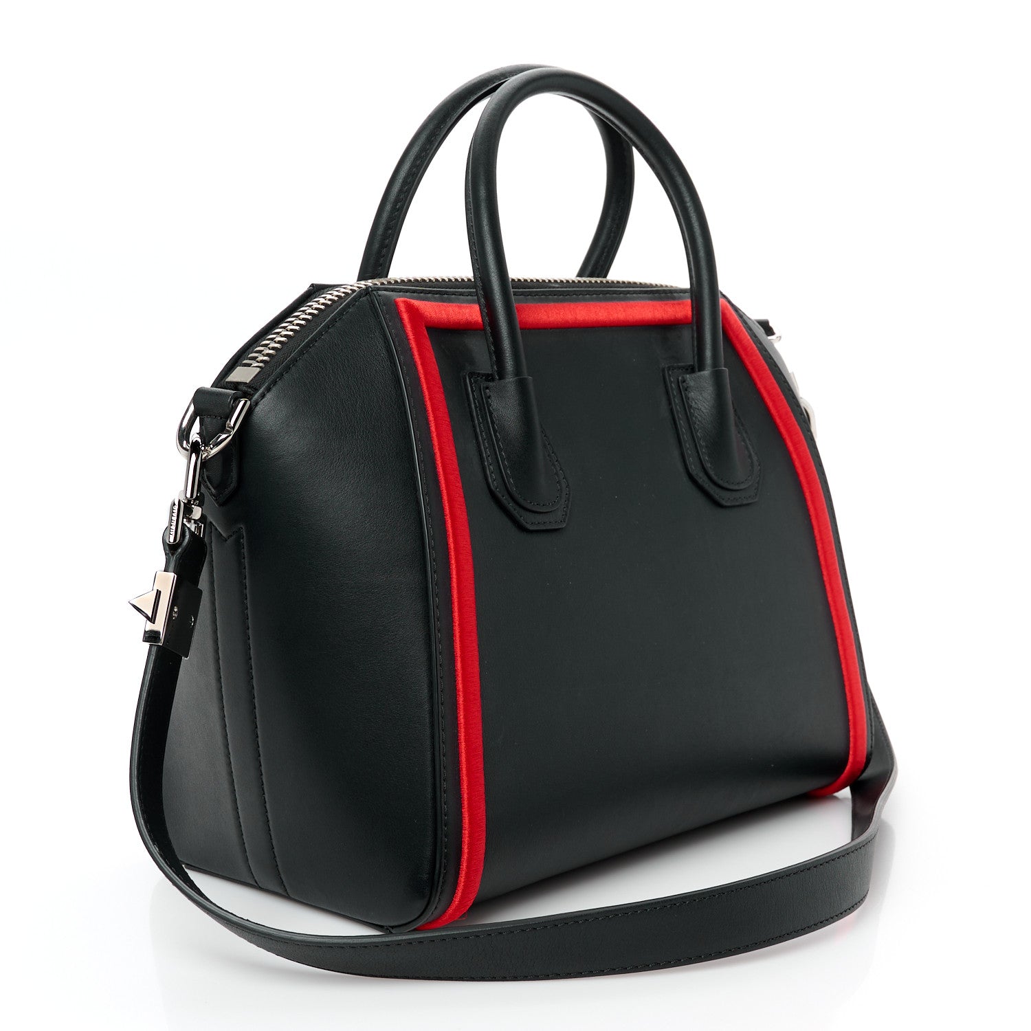 Givenchy Calfskin Small Embroidered Frame Antigona Black Red 3 of 10