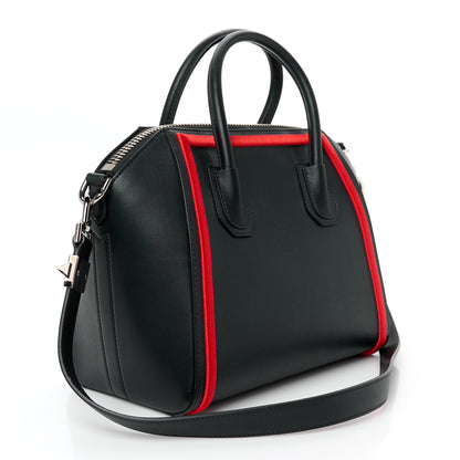 Givenchy Calfskin Small Embroidered Frame Antigona Black Red 3 of 10
