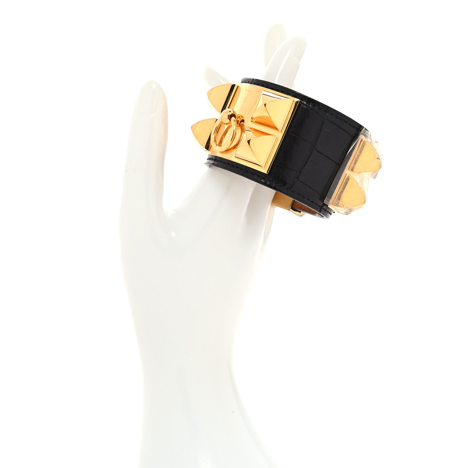 Hermes Shiny Alligator Collier de Chien CDC Bracelet S Black 2 of 7