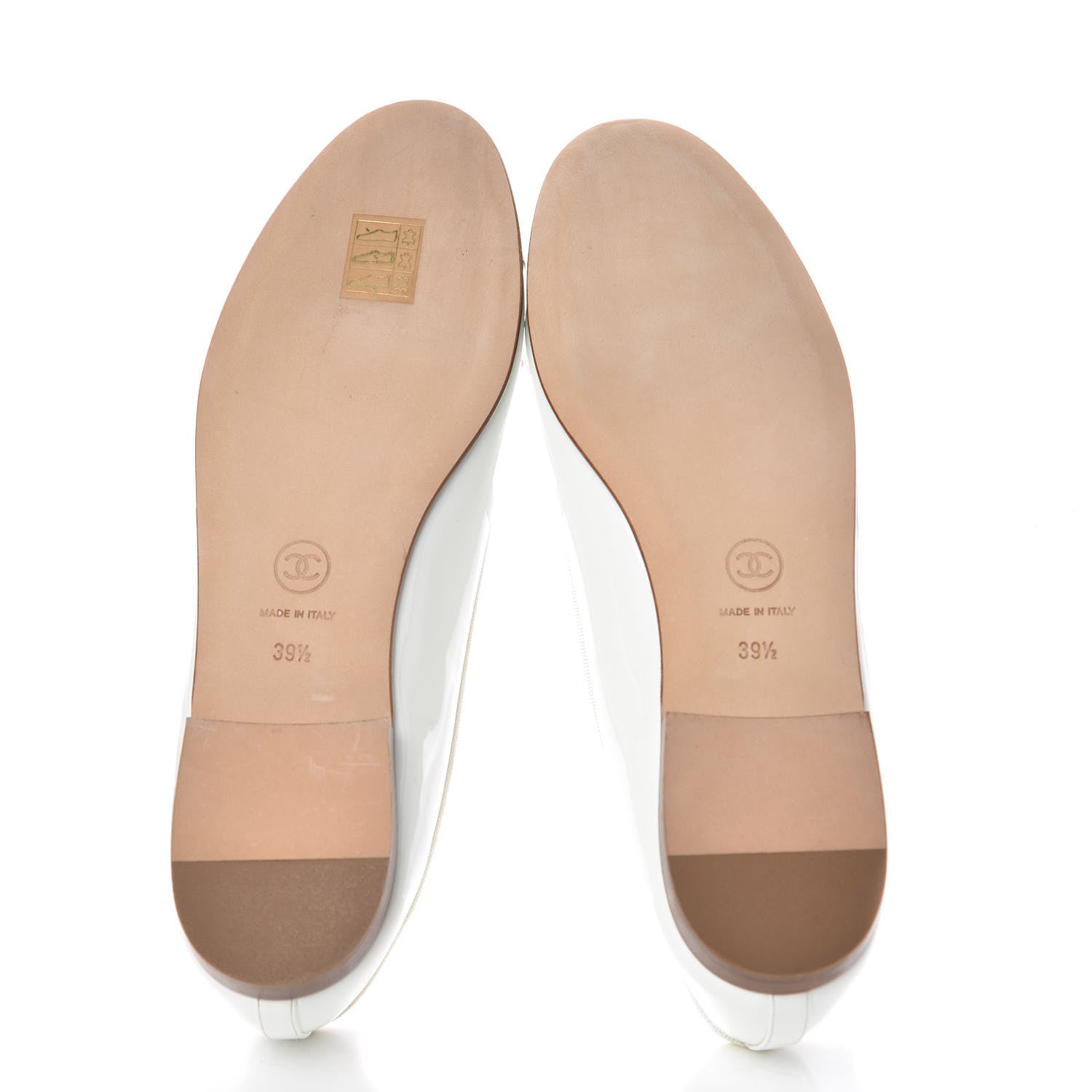 Chanel Patent CC Cap Toe Ballerina Flats 39.5 White 5 of 9