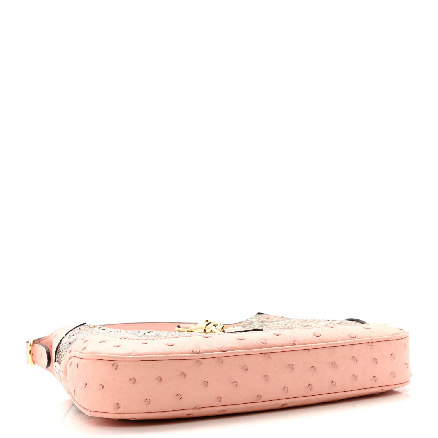 Gucci Snakeskin Ostrich Calfskin Small Jackie 1961 Hobo Pink Multicolor 4 of 10