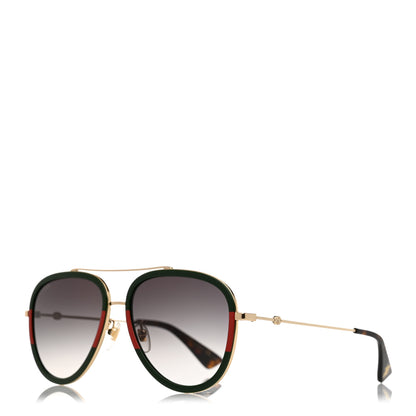 Gucci Metal Web Aviator Sunglasses GG0062S Green Red 1 of 7