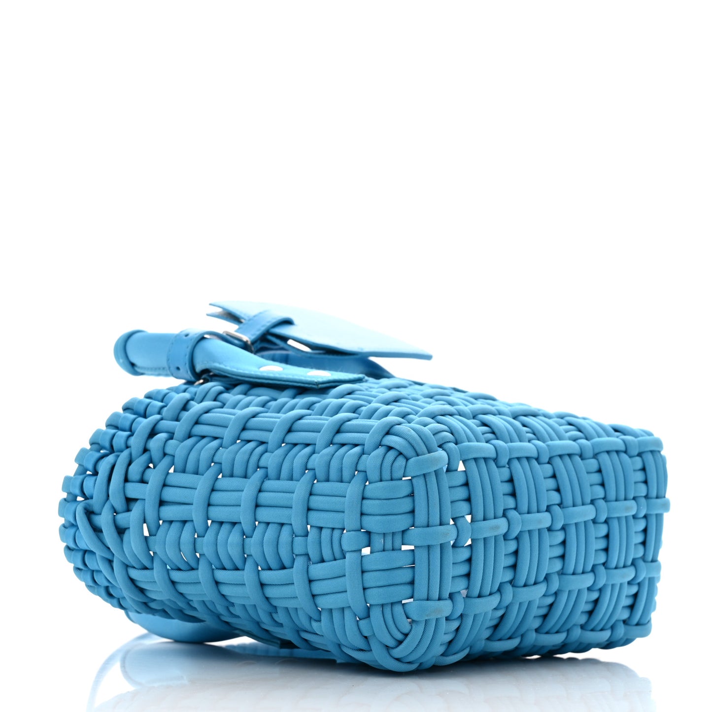 Recycled Nylon Faux Calfskin XXS Bistro Basket Cyan White