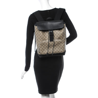 Gucci GG Supreme Monogram Single Buckle Backpack Beige Black 2 of 8