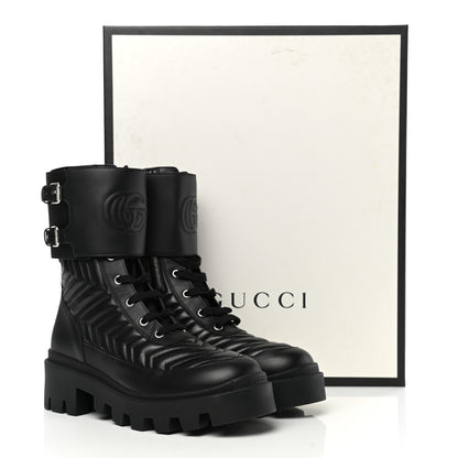Gucci Nappa Frances GG Matelasse Platform Combat Boots 39 Black 9 of 9