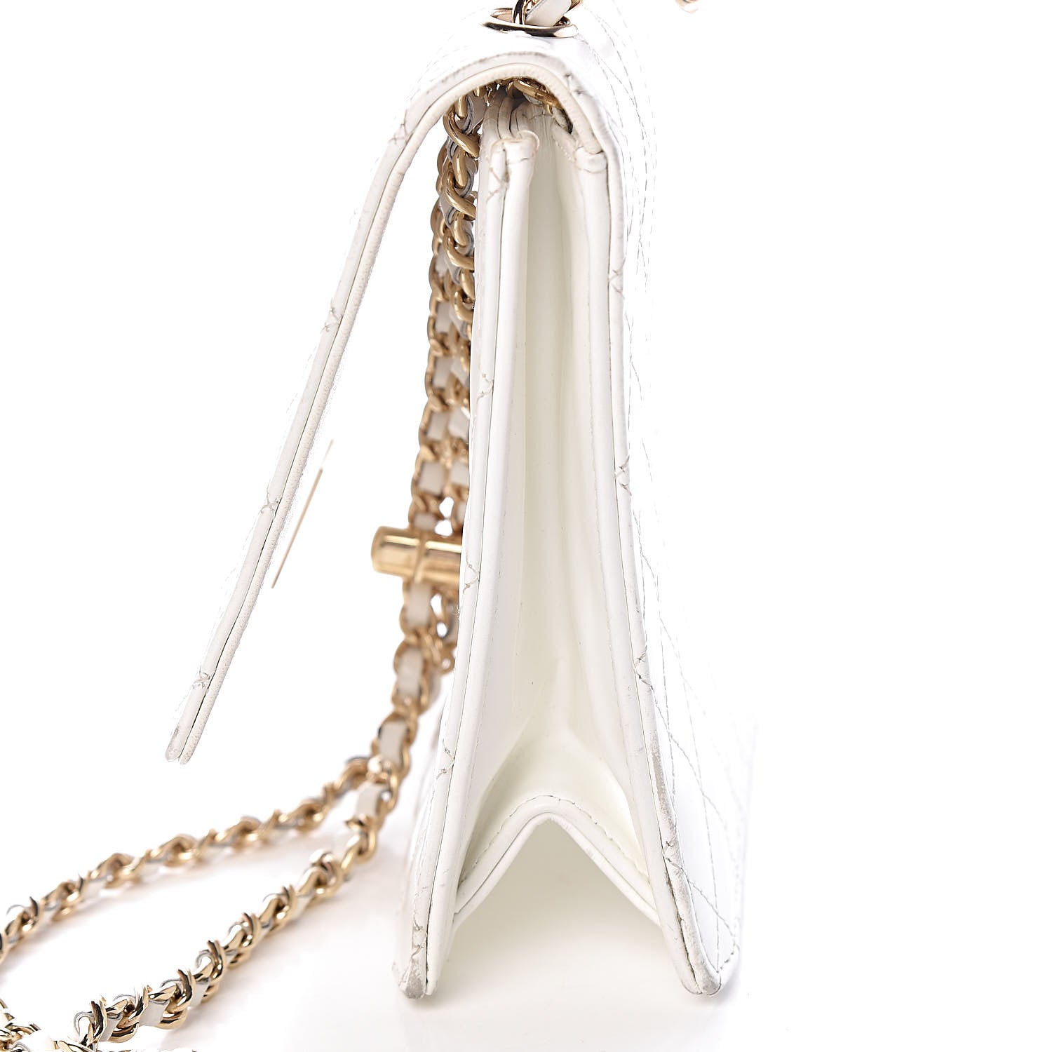 Chanel Glazed Calfskin Stitched Mini Square Flap White 14 of 18