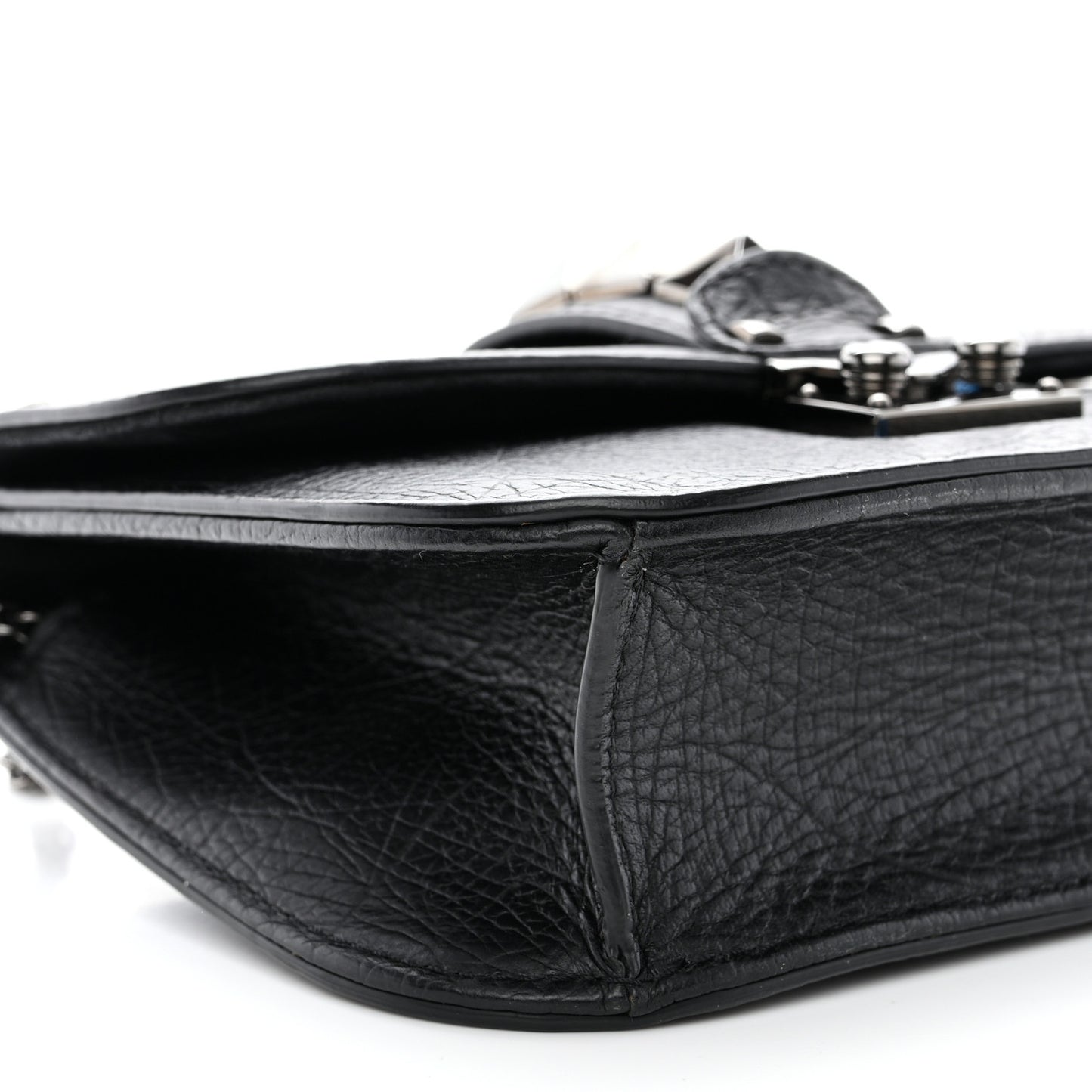 Vitello Small Glam Lock Rockstud Flap Black