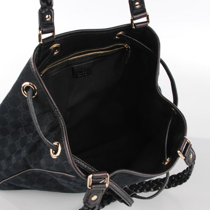 Gucci Monogram Peggy Braided Tote Black 7 of 7