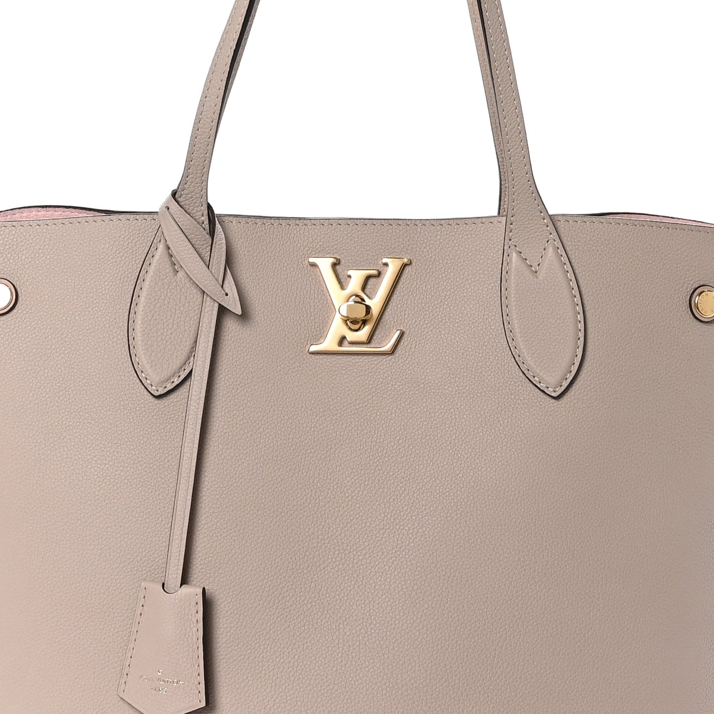 Calfskin Lockme Go Tote Greige
