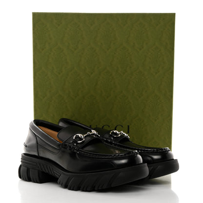 Gucci Magnum Calfskin Horsebit Mens Platform Lug Sole Loafers 11 Black 9 of 9
