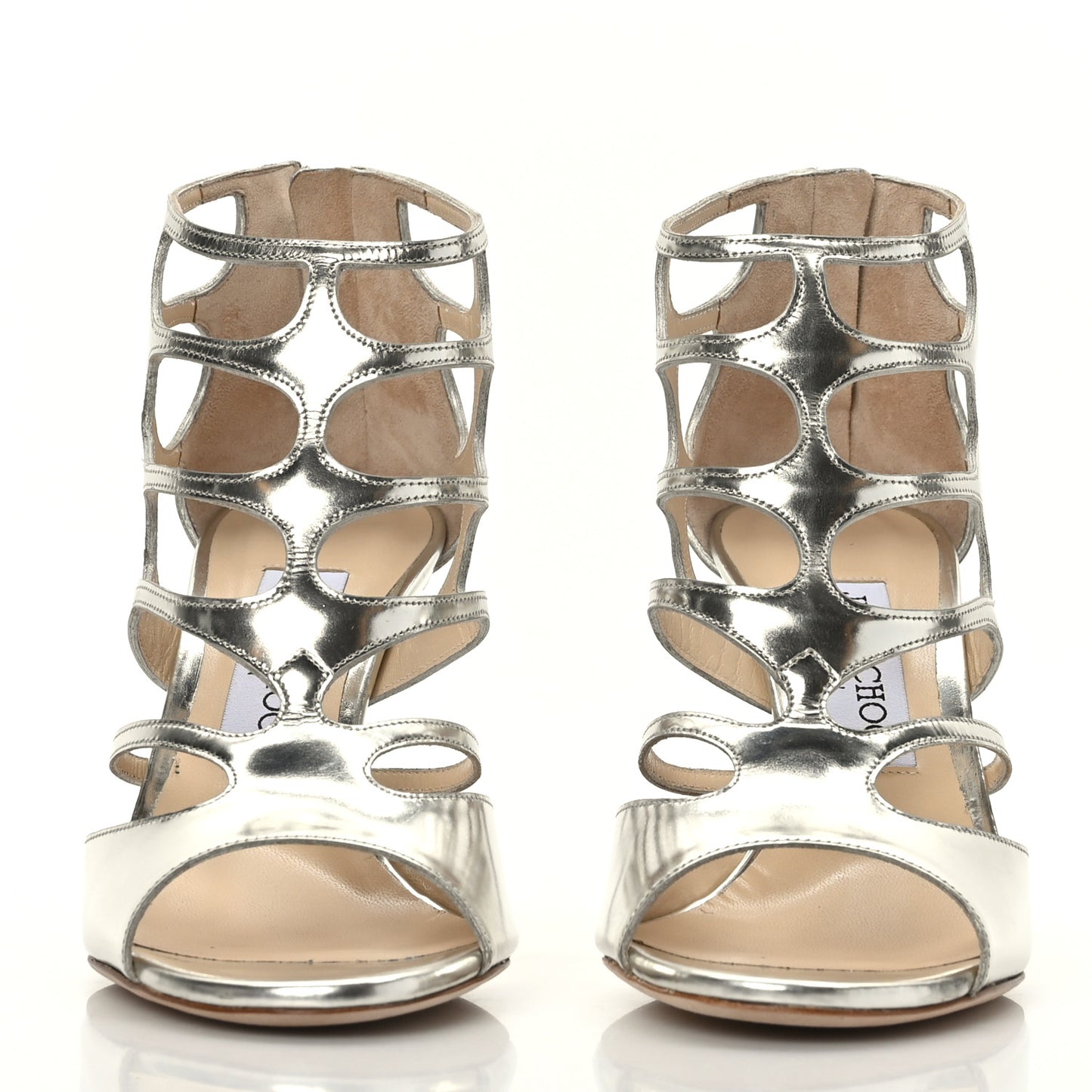 Mirror Calfskin Ren 85 Sandals 37 Silver