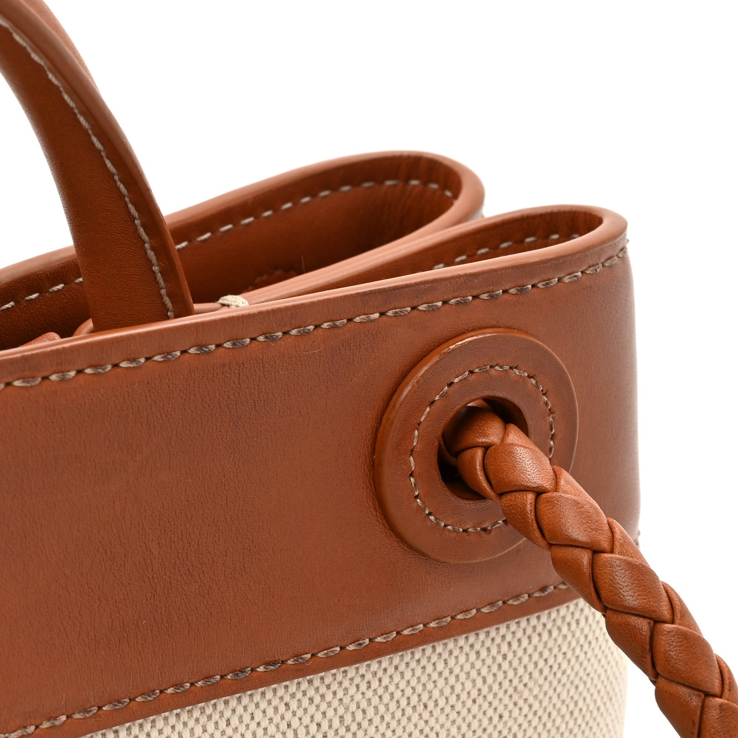 Washed Canvas Calfskin Small Andiamo Shoulder Bag Natural Light Wood