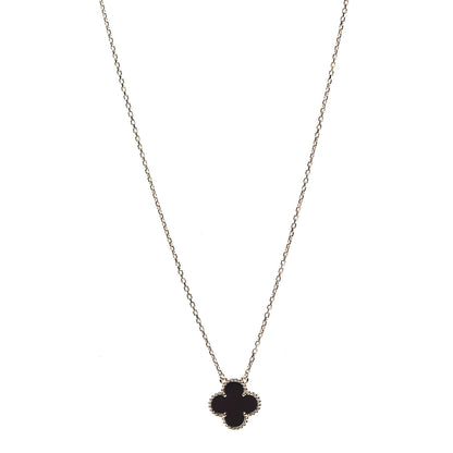 Van Cleef & Arpels 18K Yellow Gold Black Onyx Vintage Alhambra Pendant Necklace 1 of 7