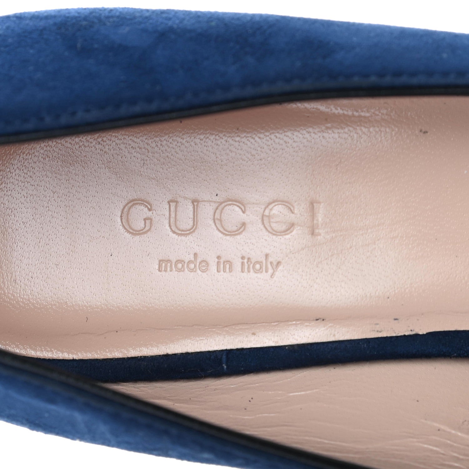 Gucci Kid Scamosciato GG Marmont Fringe 50mm Loafer Pumps 35 Blue Ink 7 of 8