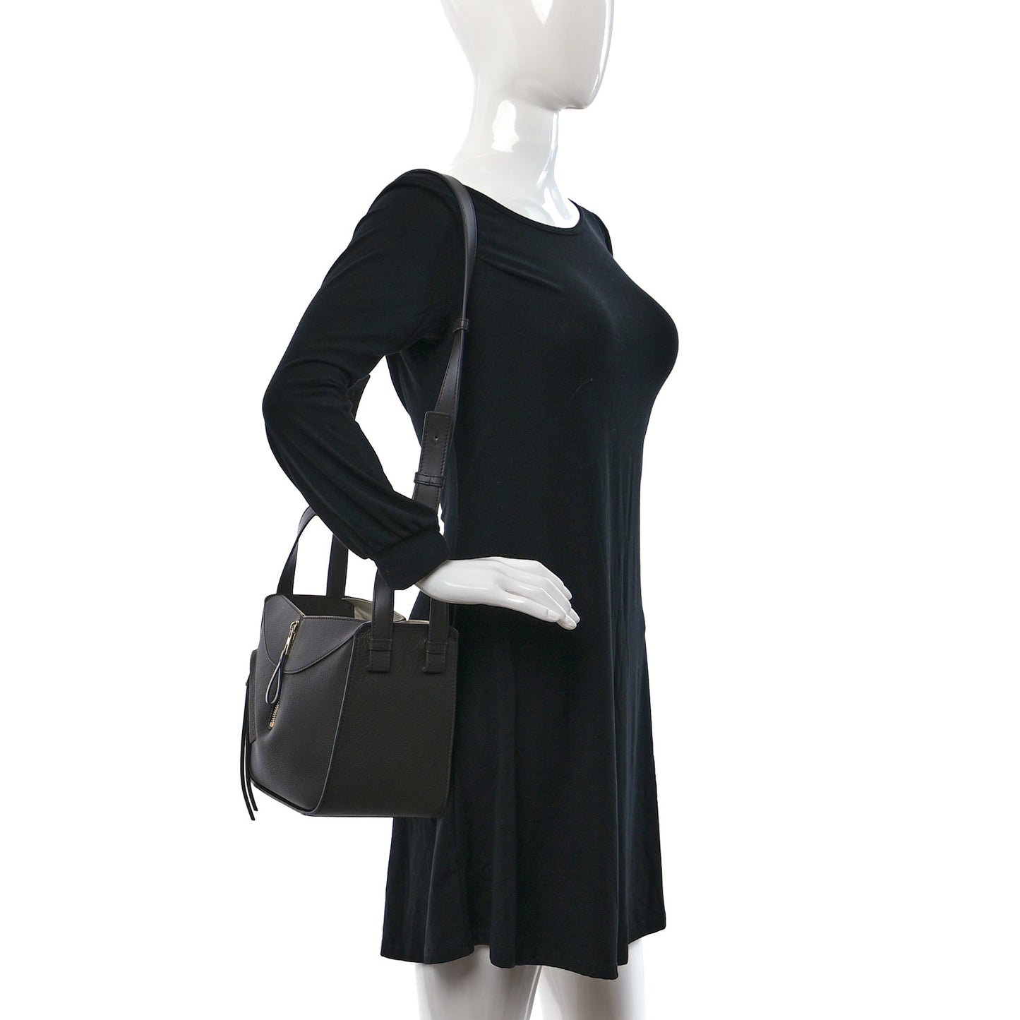Soft Grained Calfskin Compact Hammock Shoulder Bag Grey