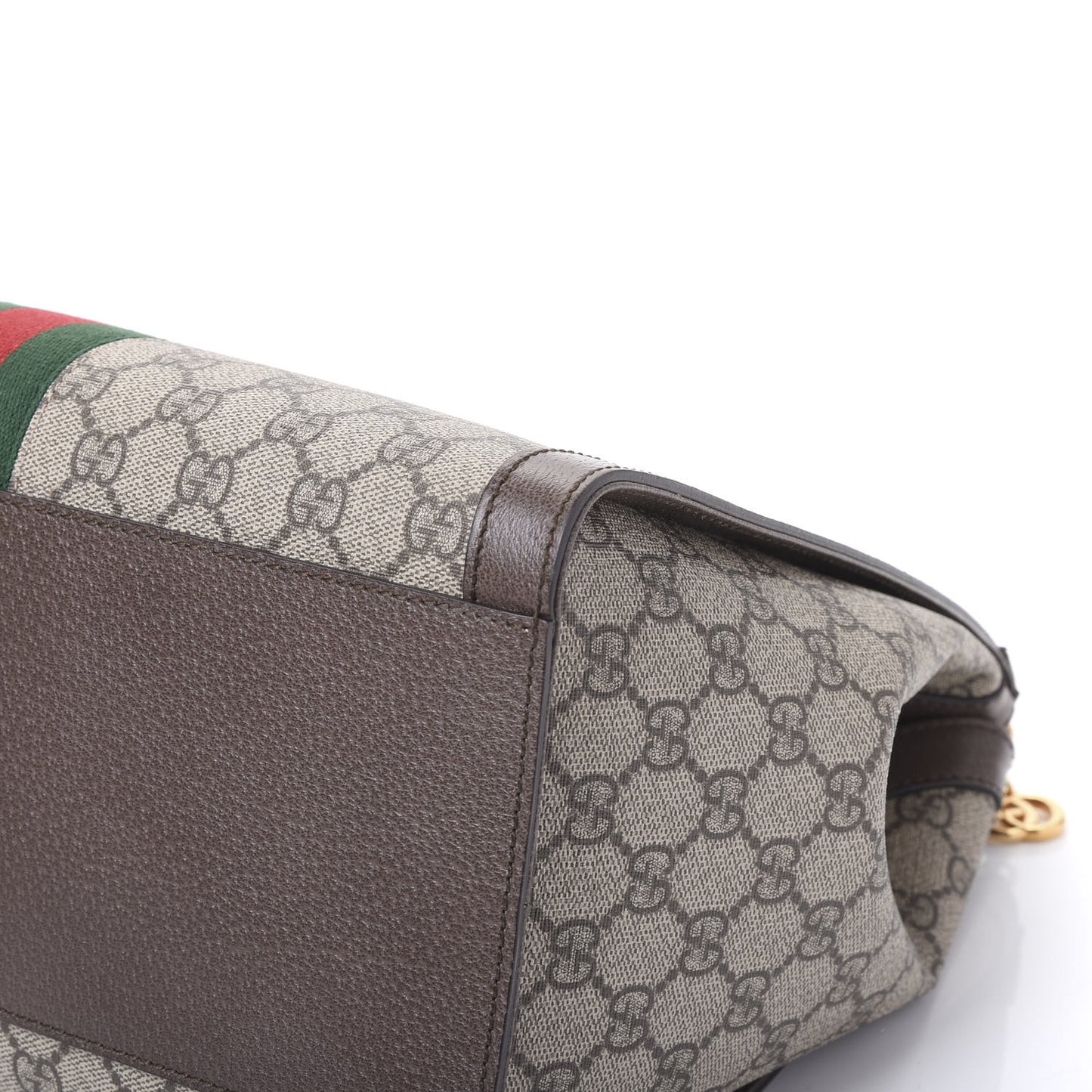 GG Supreme Monogram Web Medium Ophidia Tote Bag Brown