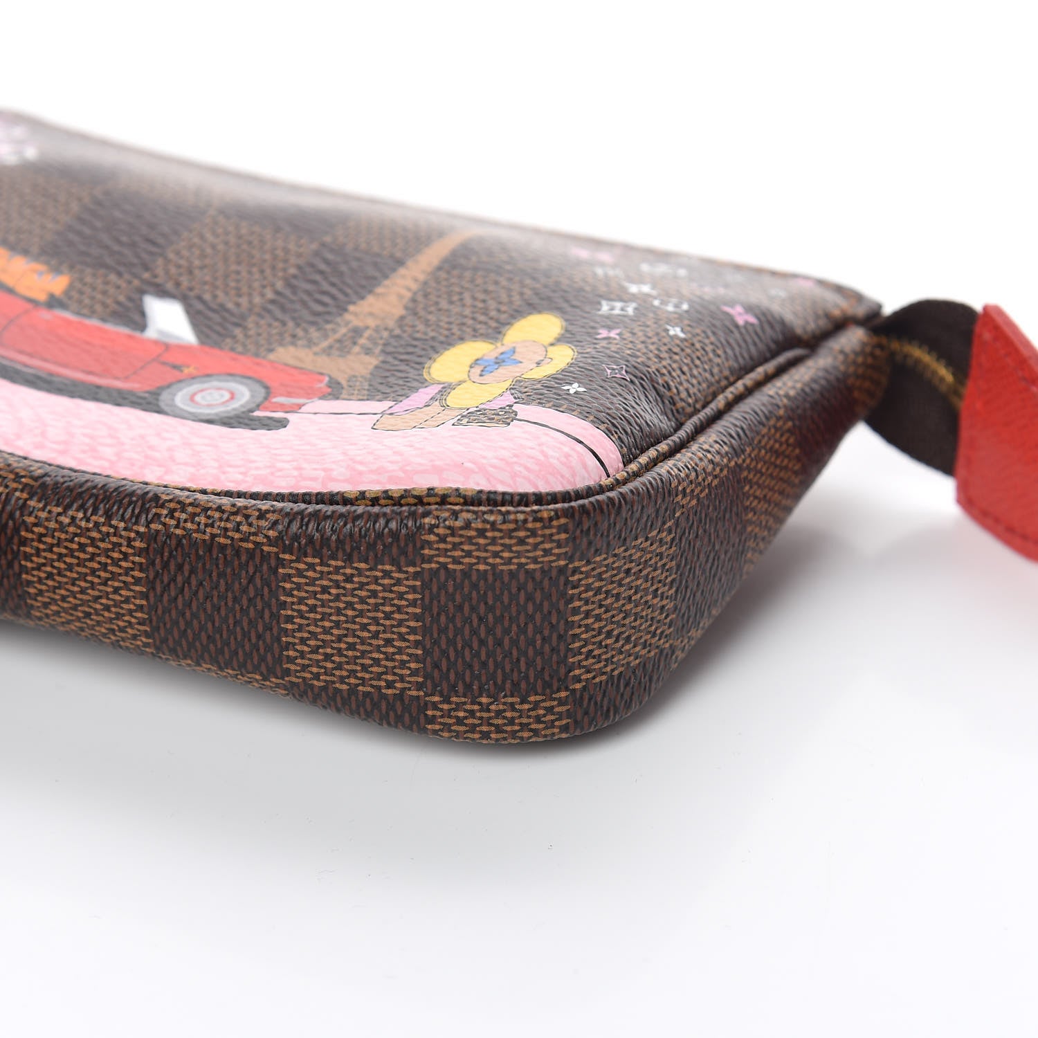 Louis Vuitton Damier Ebene 2019 Christmas Animation Mini Pochette Accessories Red 9 of 10