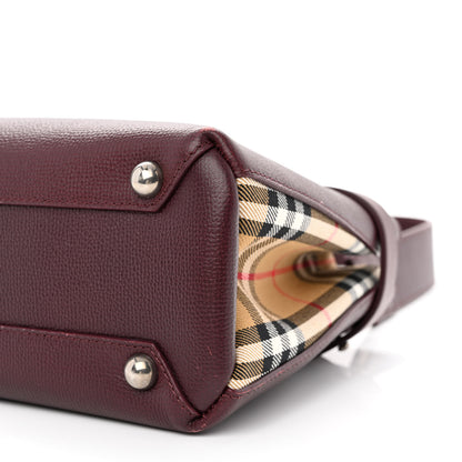 Burberry Grainy Calfskin House Check Small Banner Tote Mahogany Red 11 of 12