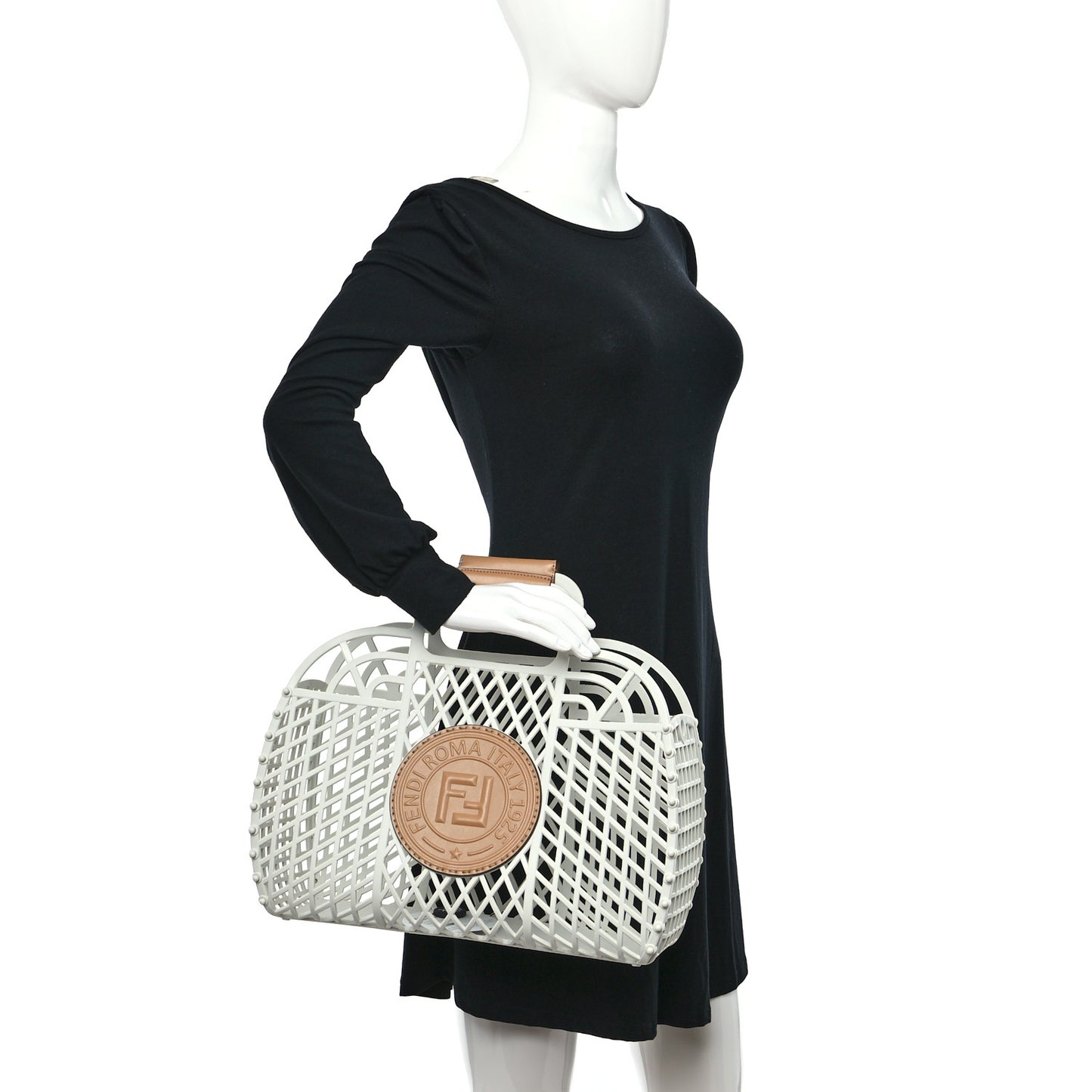 Recycled Plastic Vitello Liberty Matte Medium Fendi Basket White Ice Miele Scuro