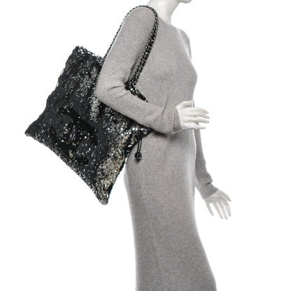 Chanel Sequin Summer Night Drawstring Tote Black 2 of 7