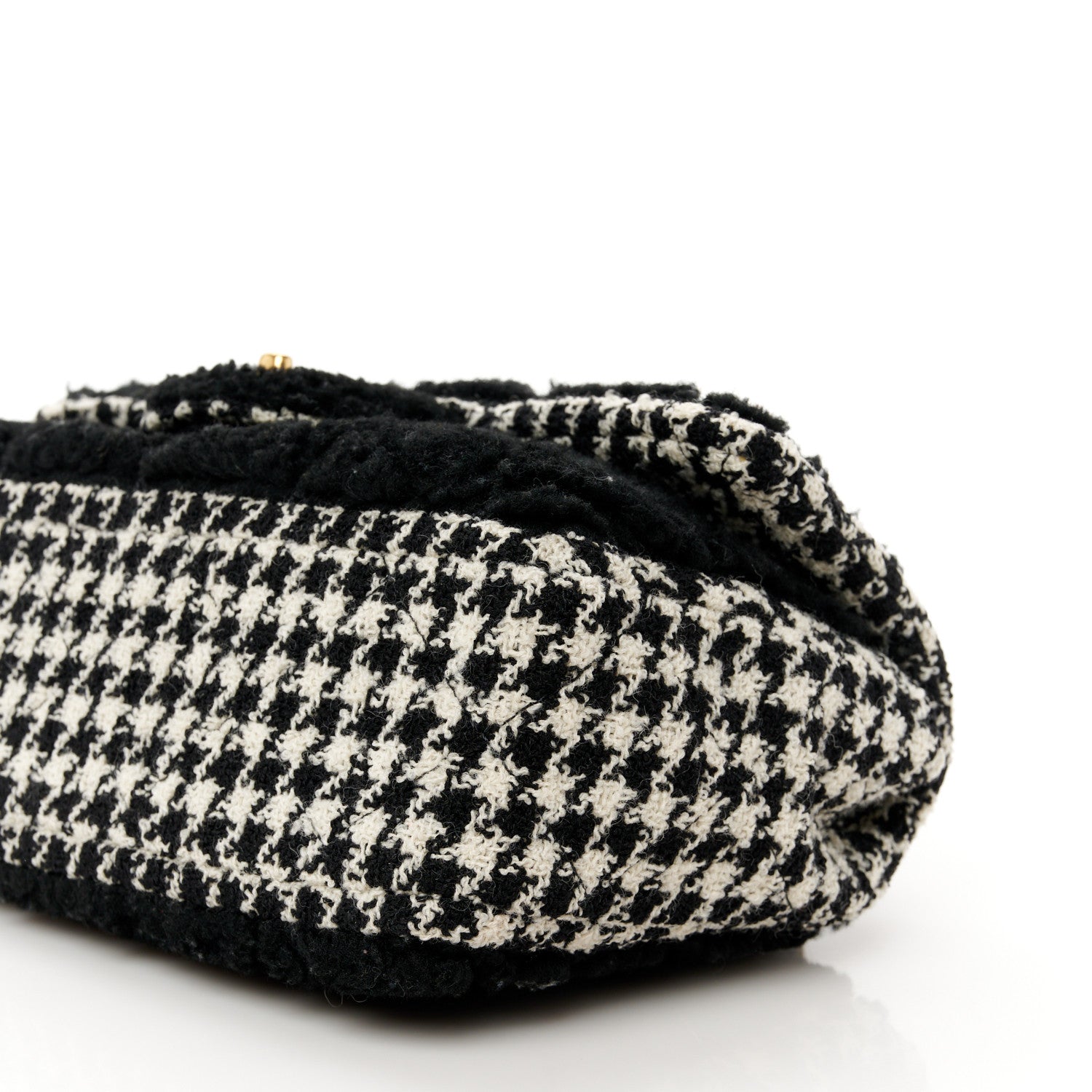 Chanel Shearling Sheepskin Tweed Quilted Single Flap Black 1658658