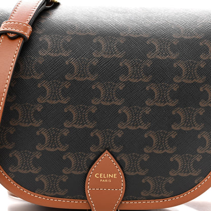 Celine Triomphe Canvas Medium Folco Bag Tan 7 of 10