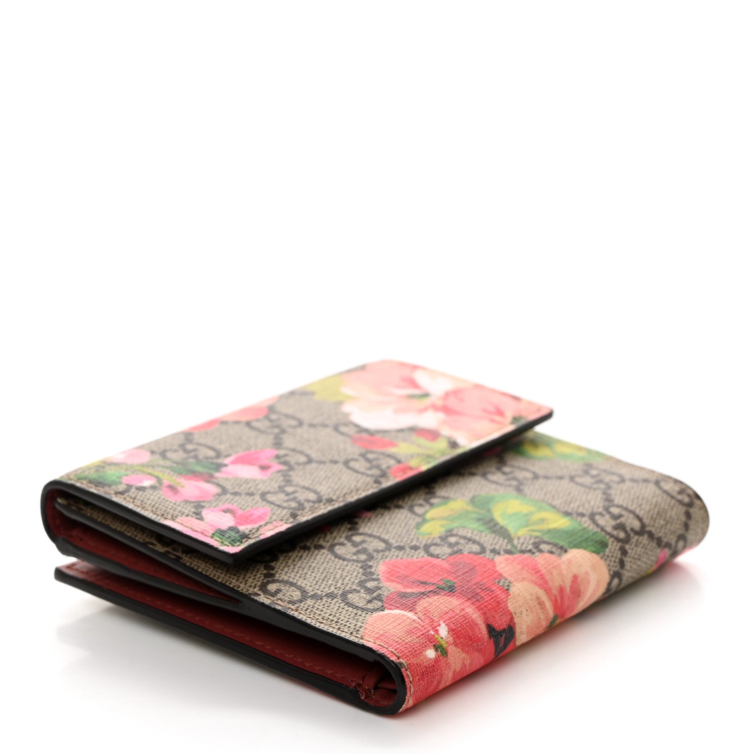 Gucci GG Supreme Monogram Blooms French Flap Wallet Beige Multicolor Dry Rose 4 of 8
