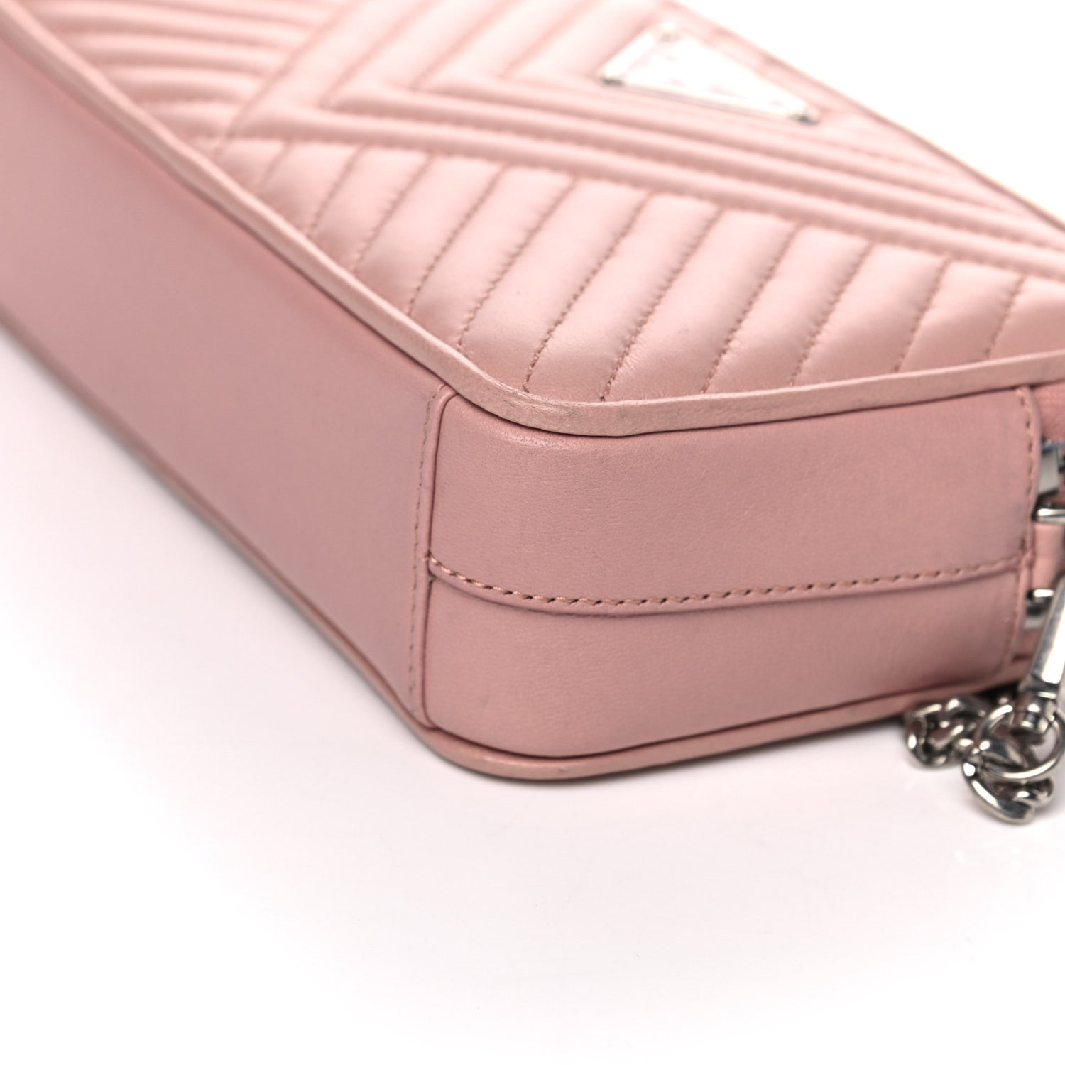Prada Nappa Impunture Diagramme Mini Double Zip Chain Crossbody Bag Orchidea 12 of 16