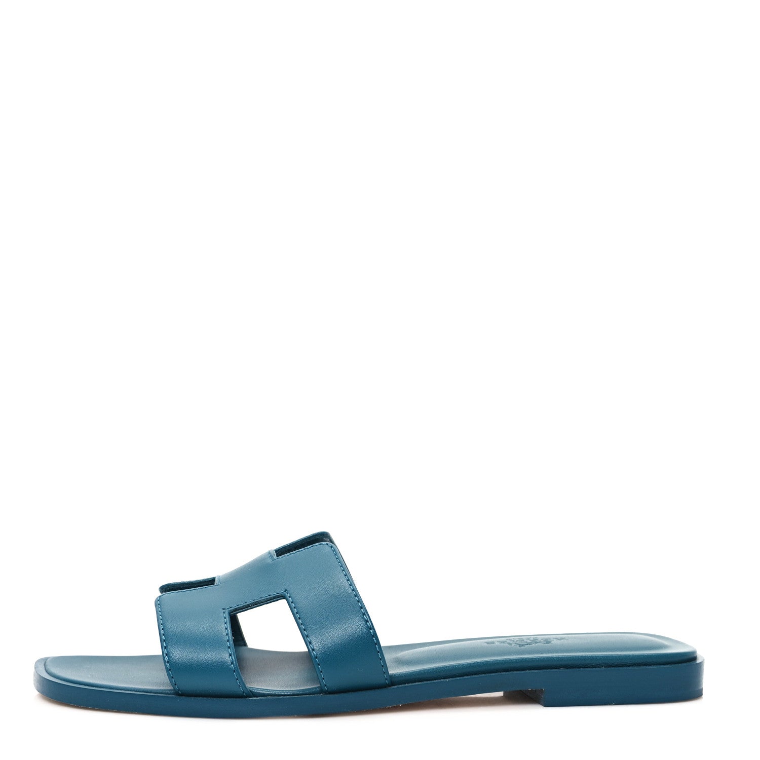 Hermes Calfskin Oran Sandals 35 Bleu Emeraude 1 of 10