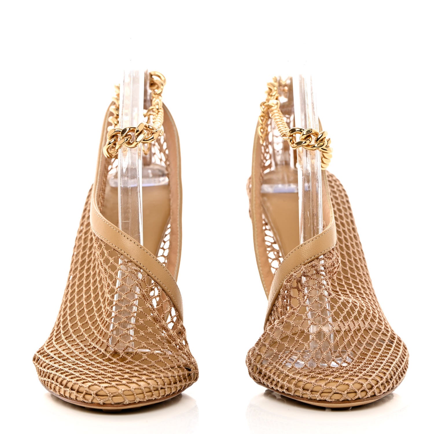 Bottega Veneta Mesh Nappa Chunky Chain Sandals 38 Beige Pony 2 of 10