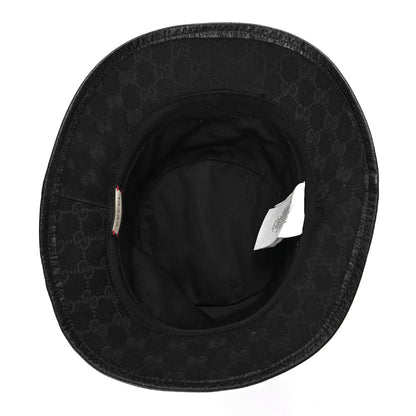 Gucci Monogram Textured Dollar Calfskin GG Jago Bucket Hat M Black 4 of 7